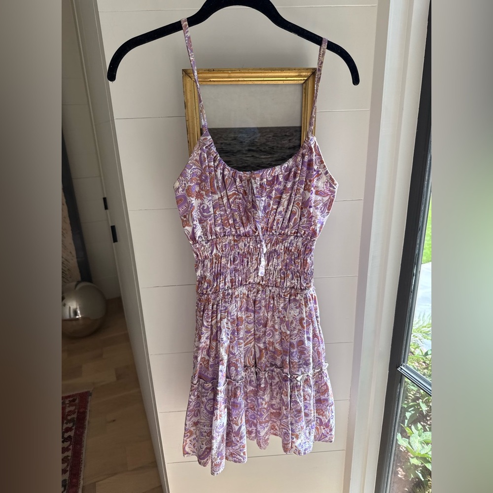 Lusana Floral Purple Spaghetti Strap Dress